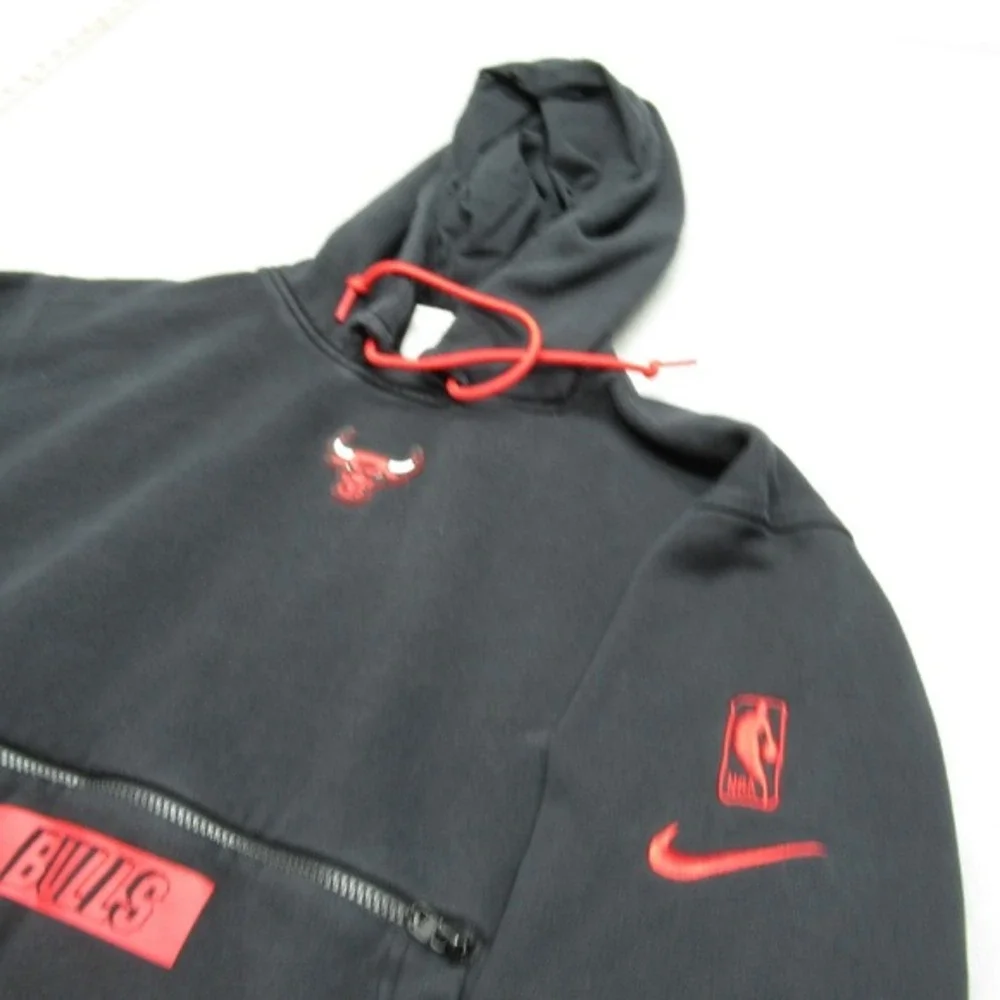 Chicago Bulls Hoodie‎ Youth Large Nike NBA Black Fleece Pullover Sweatshirt Y2K